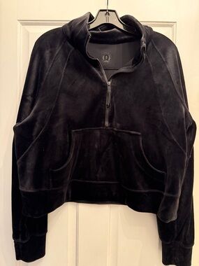 lululemon athletica Black Velour Half-Zip Pullover